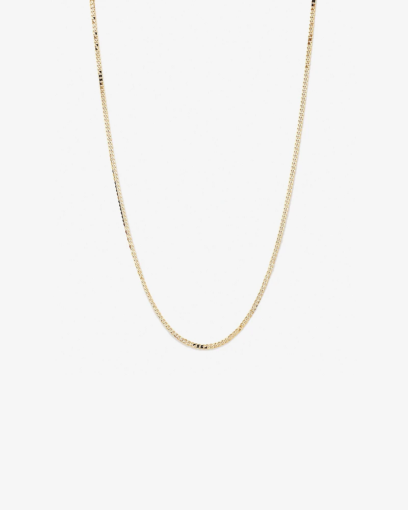 55cm (22") 3mm Width Solid Flat Bevelled Curb Chain in 10kt Yellow Gold