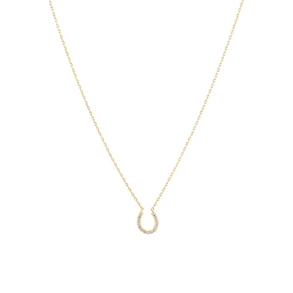 Horseshoe Necklace with 0.10 Carat TW of Diamonds in 10kt Yellow Gold