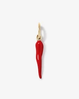 Red Cornicello Pendant in Sterling Silver and 10kt Yellow Gold