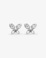 Cubic Zirconia Butterfly Stud Earrings in Sterling Silver