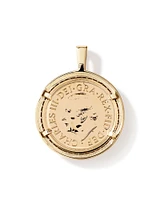 0.38 Carat TW Diamond Half Sovereign Medallion Pendant in 10kt and 22kt Yellow Gold