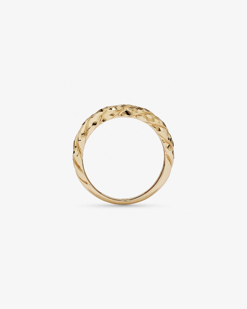 Diamond-Cut Crossaint Ring in 10kt Yellow Gold