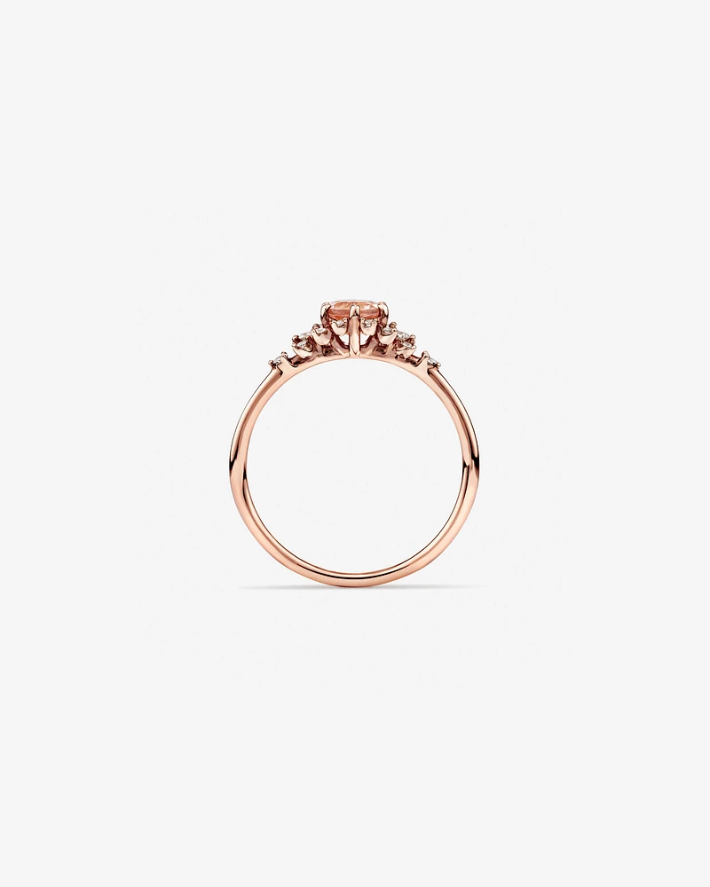 Ring with Morganite and 0.10 Carat TW of Diamonds in 10kt Rose Gold