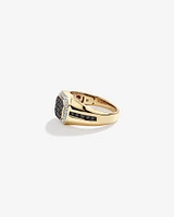 0.75 Carat TW Two-Tone Black and White Diamond Pave Men's Signet Ring in 10kt Yellow Gold