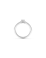 0.25 Carat TW Round Brilliant Diamond Side Accent Engagement Ring in 14kt White Gold