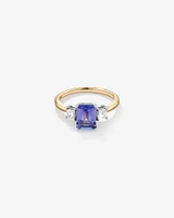 Bague en or blanc et jaune 10 K avec tanzanite et diamants totalisant 0,40 ct