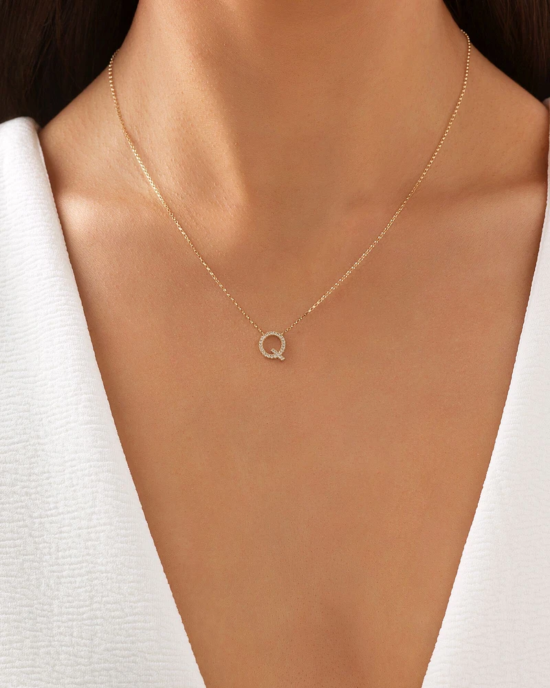 "K" Initial Necklace with 0.10 Carat TW of Diamonds in 10kt Yellow Gold