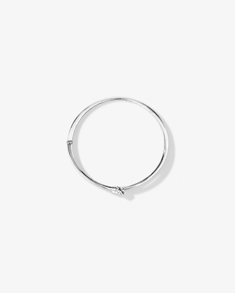 Bracelet ovale à bande fendue avec nœud en argent sterling