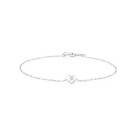 Mini Heart Bracelet with .004TW of Diamonds in Silver