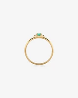 3 Stone Ring with Emerald & Diamonds in 10kt Yellow Gold