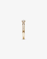 0.77 Carat TW Round Brilliant Diamond and Baguette, Princess Side Accent Engagement Ring with Hidden Halo in 14kt Yellow Gold