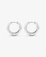 Textured Tapered Dome Huggie Earrings in Sterling Silver