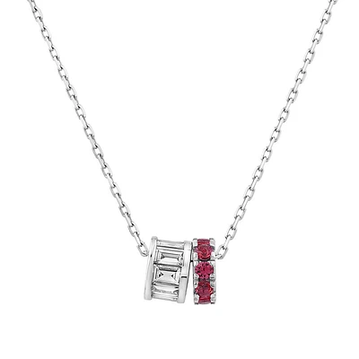 Ruby & Diamond Rondell Pendant with 0.21 Carat TW in 10kt White Gold