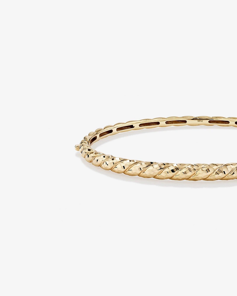 Diamond-Cut Crossaint Bangle in 10kt Yellow Gold