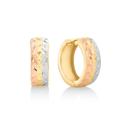 11mm Hoop Earrings in 10kt Yellow, White & Rose Gold