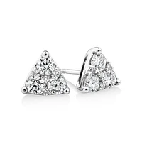 Triangle Cluster Earrings with 1.0 Carat TW of Diamonds in 10kt White Gold