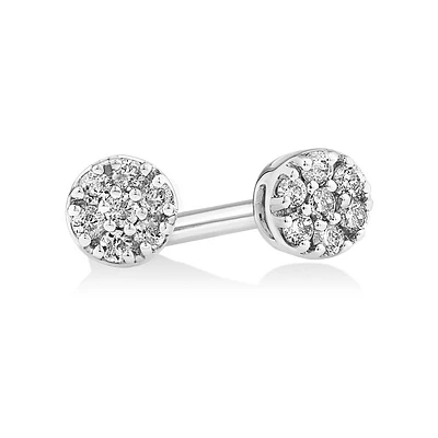 Round Diamond Cluster Stud Earrings in 10kt White Gold