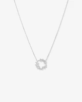 Cubic Zirconia Vine Circle Pendant Necklace in Sterling Silver