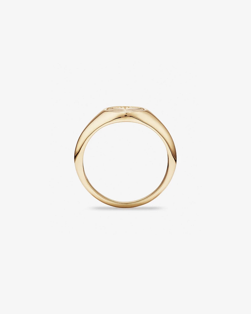 Sunray Round Signet Ring 10kt Yellow Gold