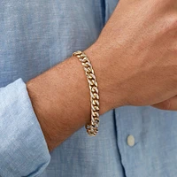 21cm (8.5") Cuban Link Bracelet with 1.00 Carat TW of Diamonds in 10kt Yellow Gold