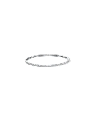 Cubic Zirconia Eternity Oval Bangle in Sterling Silver