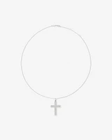 Cubic Zirconia Puff Cross Pendant Necklace in Sterling Silver