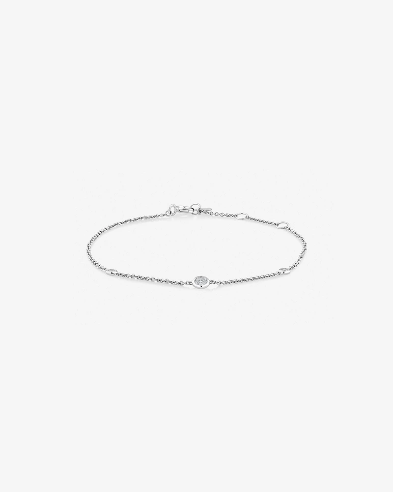 Station Bracelet with 0.10 Carat TW of Diamonds in Sterling Silver