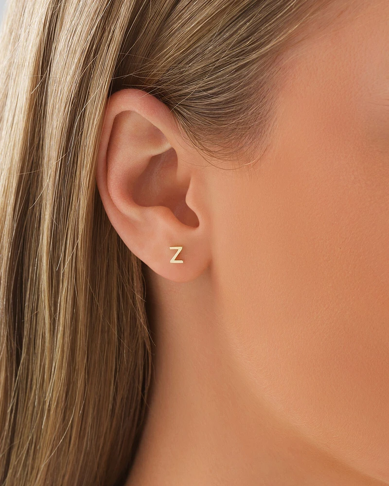 G Initial Single Stud Earring in 10kt Yellow Gold