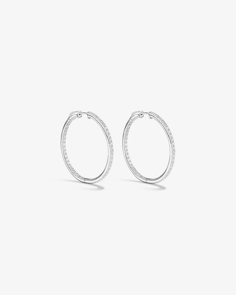 Hoop Earrings with Cubic Zirconia in Sterling Silver