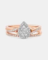 Bridal Set with 0.38 Carat TW of Diamonds in 14kt Rose and White Gold