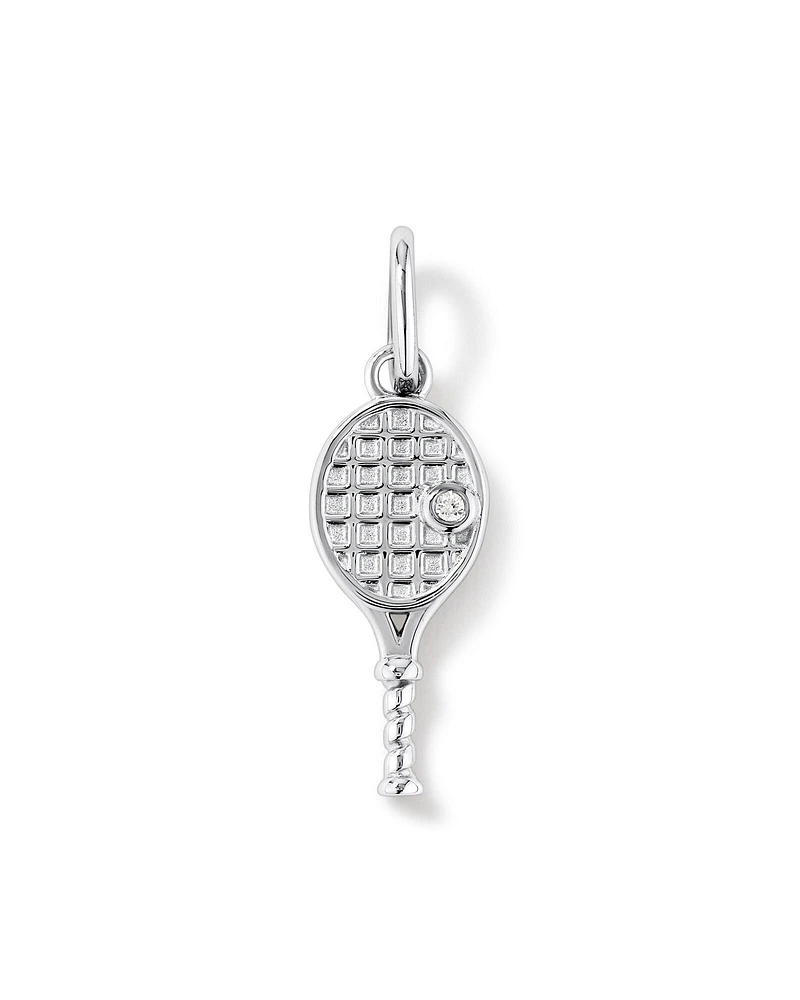 Diamond Accent Tennis Racquet Pendant in Sterling Silver