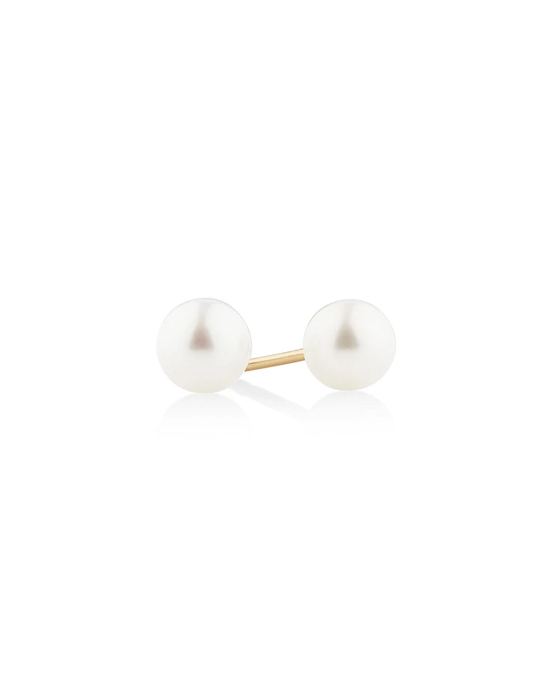 Stud Earrings with 5mm Round Cultured Freshwater Pearl in 10kt Yellow Gold