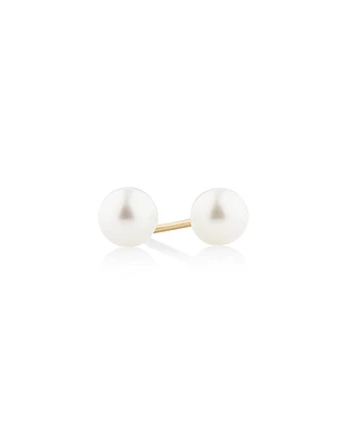 Stud Earrings with 5mm Round Cultured Freshwater Pearl in 10kt Yellow Gold