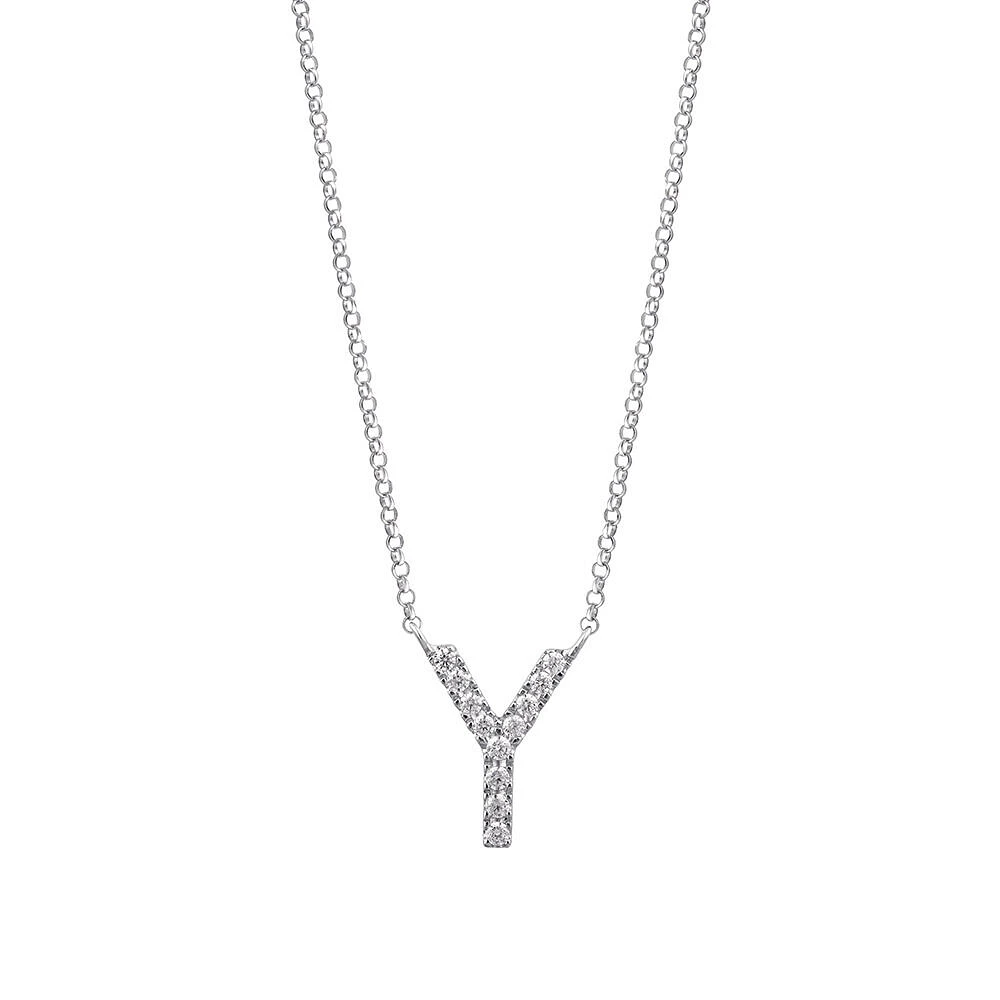 A' Initial necklace with 0.10 Carat TW of Diamonds in 10kt White Gold