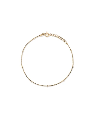 Snake & Bead Station Bracelet in 10kt Yellow Gold