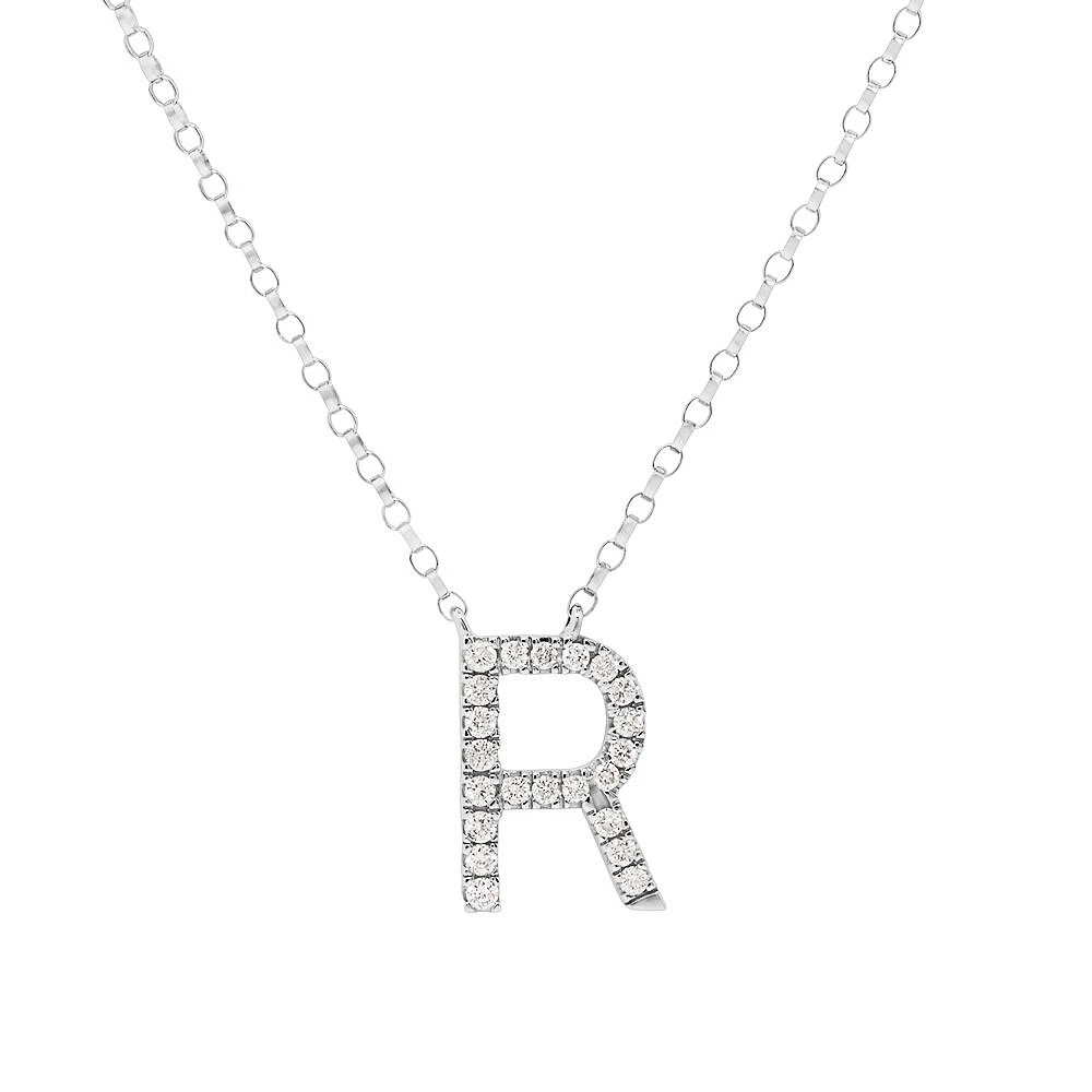 A' Initial necklace with 0.10 Carat TW of Diamonds in 10kt White Gold