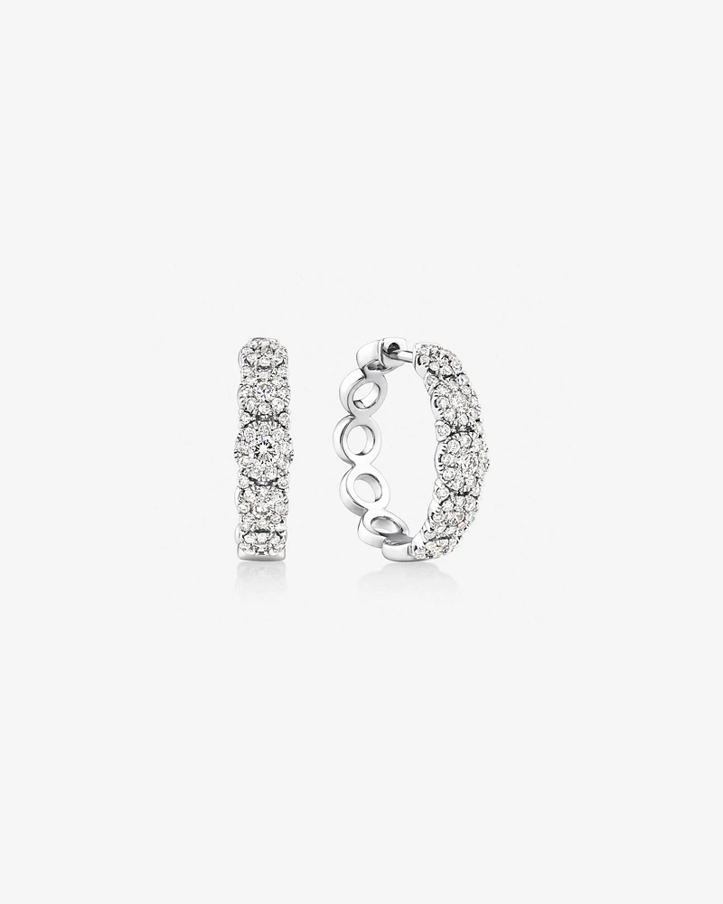 Bubble Huggie Earrings with 1.00 Carat TW Diamonds in 14kt White Gold