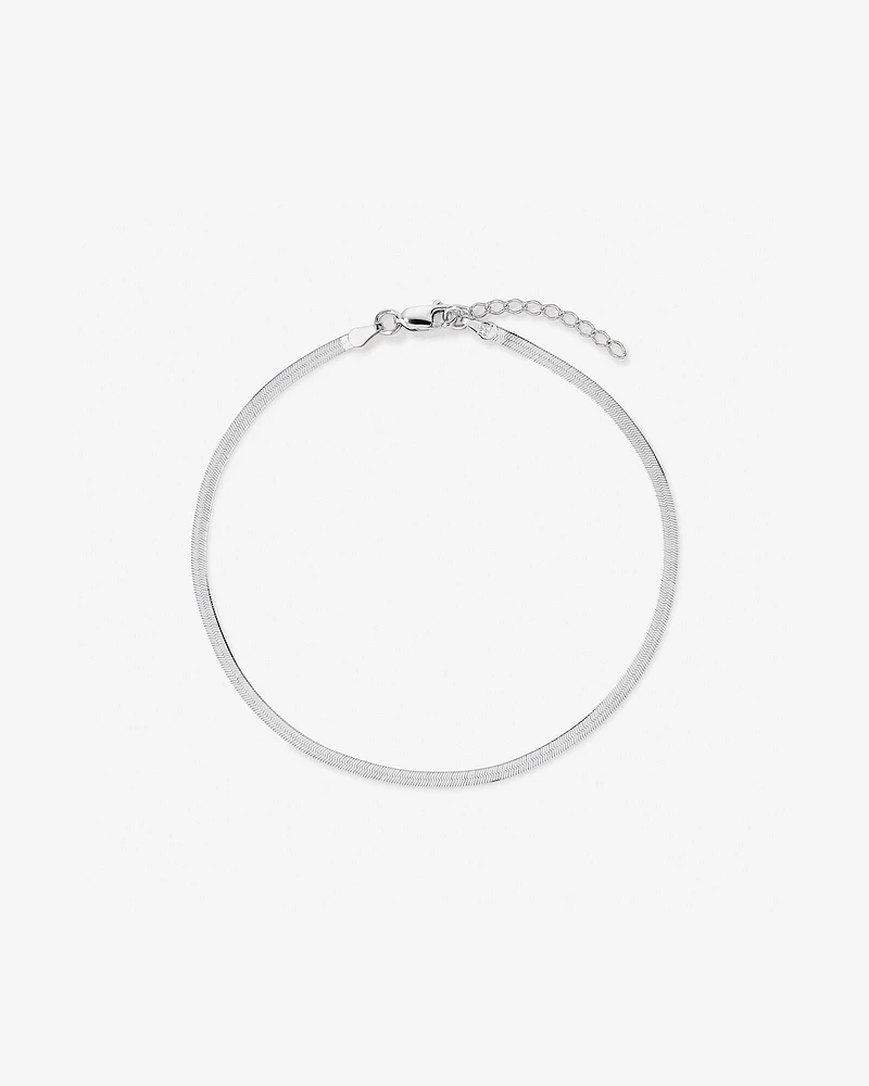 26cm (10.2") 3.7mm Width Herringbone Chain Anklet in Sterling Silver