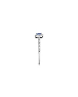 Halo Ring with Tanzanite & 0.15 Carat TW Of Diamonds in 10kt White Gold