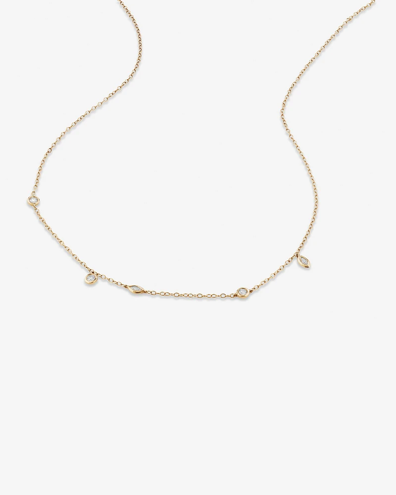 Station Necklace with 0.15 Carat TW of Diamonds in 10kt Yellow Gold