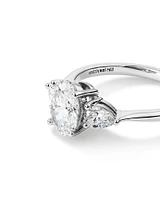 1.65 Carat TW Three Stone Oval and Pear Shaped Laboratory-Grown Diamond Engagement Ring in 14kt White Gold