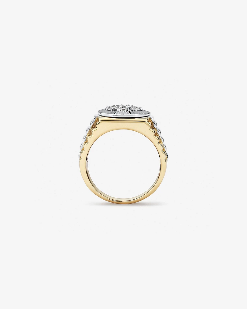 Bague pour Homme avec 1/4 Carat TW de Diamants en Or Jaune & Blanc 10kt