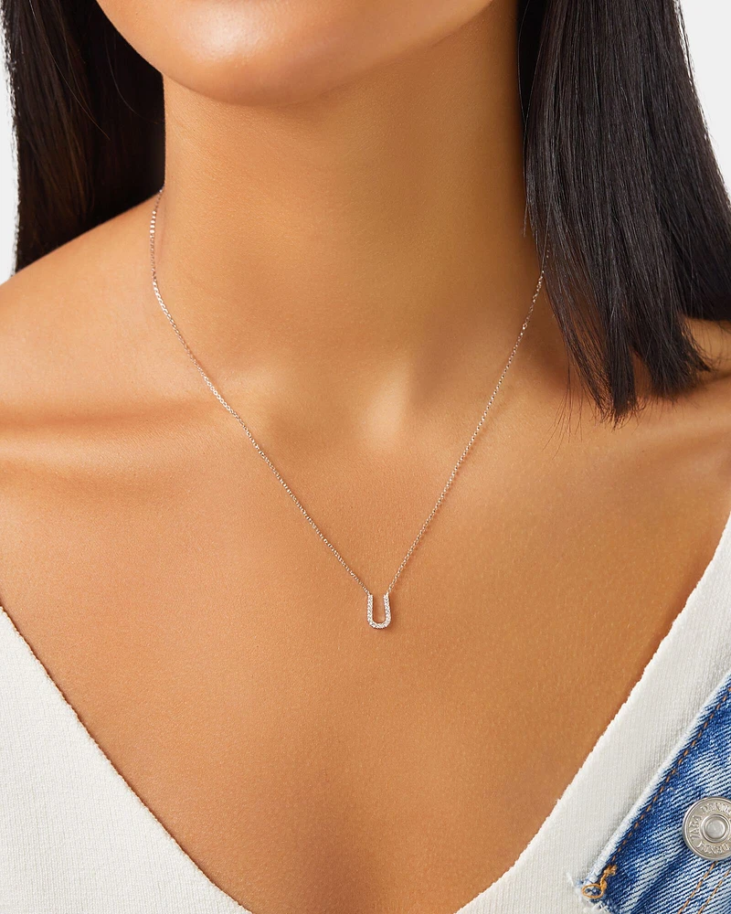 A' Initial necklace with 0.10 Carat TW of Diamonds in 10kt White Gold