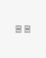 0.46 Carat TW Emerald Diamond Halo Stud Earrings in 10kt White Gold