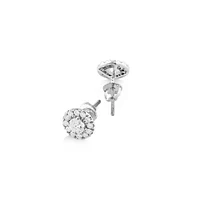 Dainty Halo Earrings with 1.00 Carat TW of Diamonds in 14kt White Gold