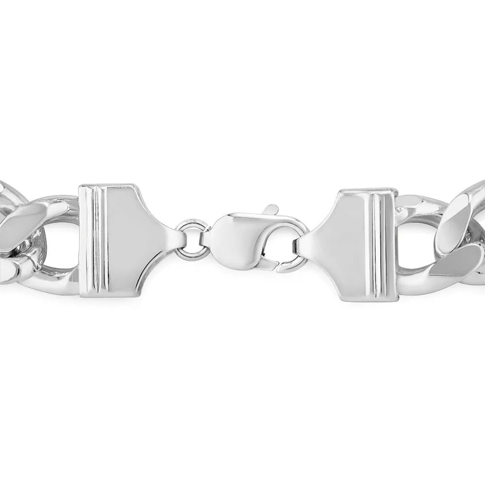 22cm (8.6”) 11.5mm-12mm Width Heavy Curb Chain Bracelet in Sterling Silver