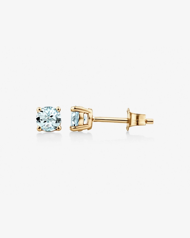 Stud Earrings with Aquamarine in 10kt Yellow Gold