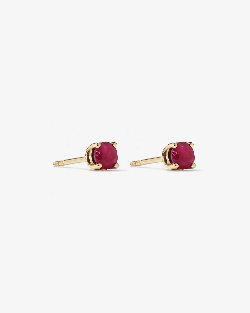 Stud Earrings with Ruby in 10kt Yellow Gold