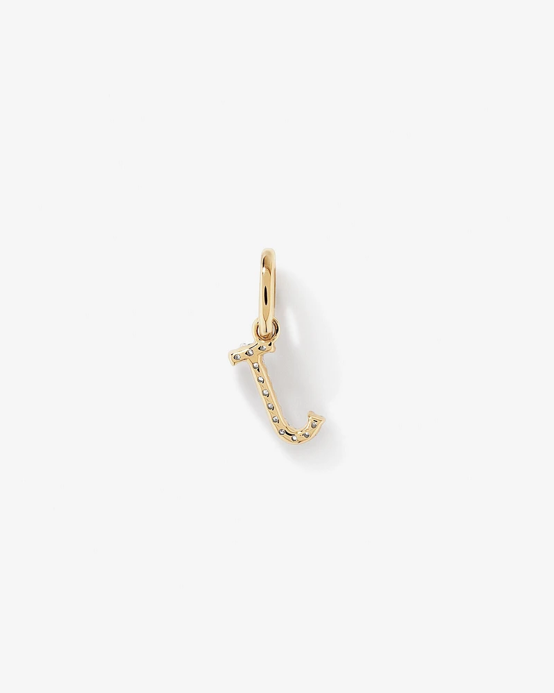 Diamond Letter J Initial Pendant in 10kt Yellow Gold