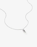 Diamond Star Accent Narrow Signet Pendant with Chain in Sterling Silver